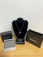 Chanel CC Logo Crystal Necklace & Earrings in Golden Color For Women's - Image 2