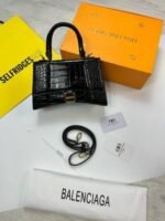 Balenciaga Hourglass XS Handbag Crocodile Embossed Bag - Image 4