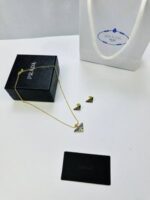 Prada Milano Triangle Logo Necklace Earrings - Image 3