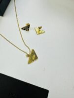 Prada Milano Triangle Logo Necklace Earrings - Image 6