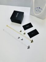 Prada Milano Triangle Logo Necklace Earrings