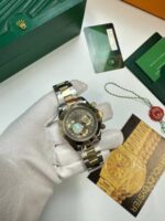 Rolex Daytona Gold Steel Tahitian Mother Of Pearl Diamond Dial Replica Watch - Image 2