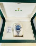 Rolex Datejust Stainless Steel Blue Diamond Dial Women's Watch - Image 2