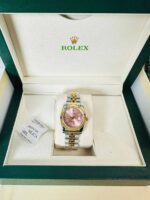 Rolex Datejust Pink Diamond Dial Women's Watch Two Tone Chain Strap