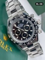 Rolex Cosmograph Daytona Chain Silver Black Dial Men's Watch - Image 2
