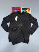 Gucci Wool Jackquard Crew Neck Jumper For Men's in Black Color