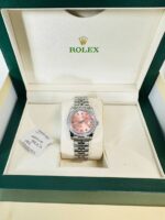 Rolex Ladies Datejust Pink Dial Diamond Watch in Jubilee Bracelet