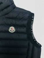 Moncler Puffer Logo Printed Bodywarmer For Men's in Black Color - Image 6
