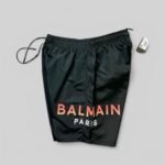Balmain Logo Printed Swim Shorts For Men's in Black Color