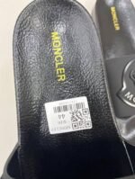 Moncler Basile Logo Embossed Sliders in Black Color For Men's - Image 4