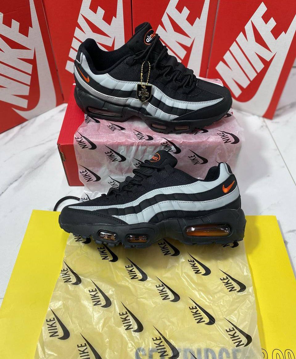 4831179408.jpg Nike Air Max 95 Black Grey Safety Orange Men's Trainers - Image 1