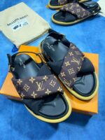 Louis Vuitton Women's Calfskin Padded Nylon Flat Comfort Sliders