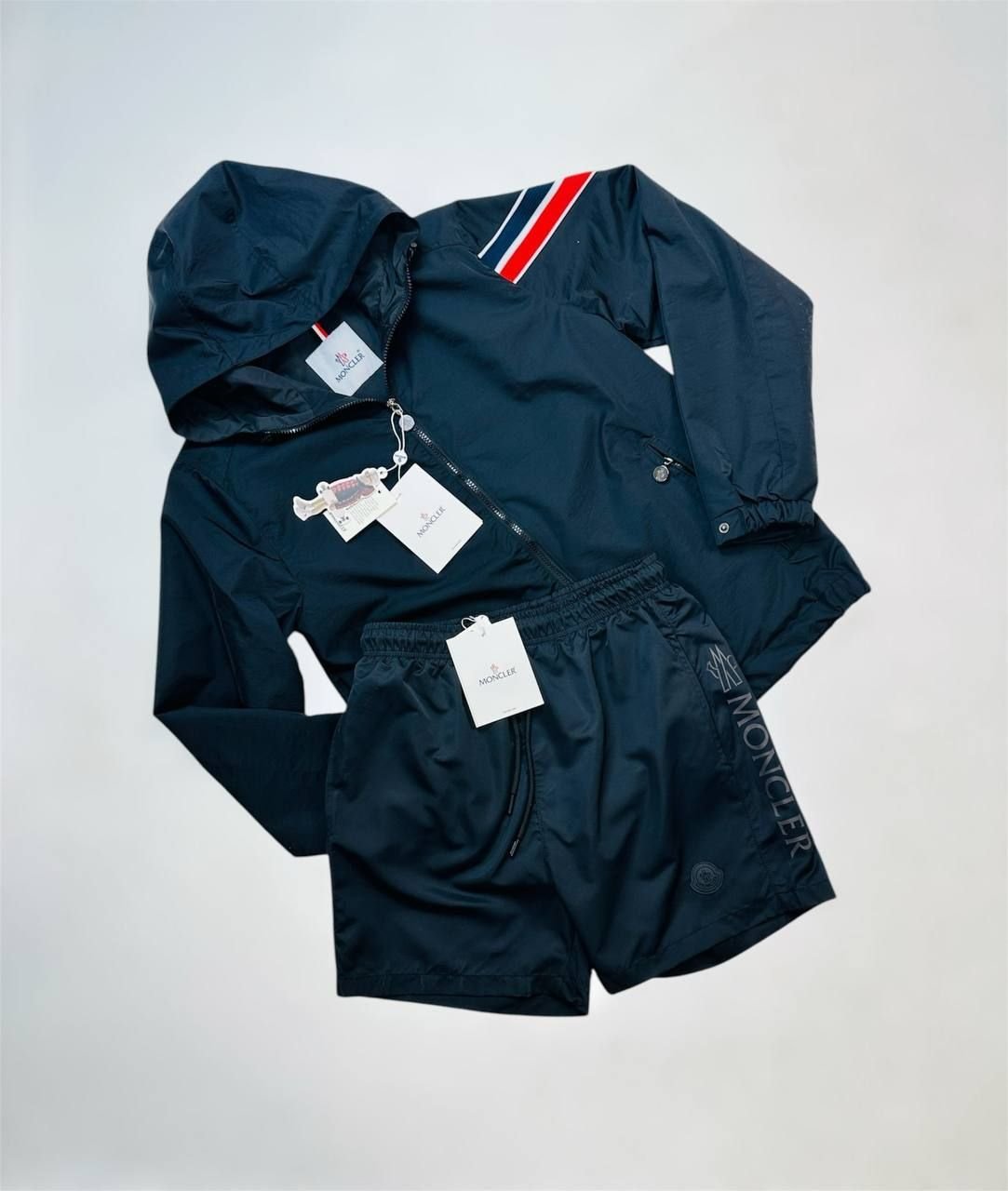 4851007192.jpg Moncler Granduc Navy Hooded Jackets & Shorts Sets For Men's in Different Colors - Image 1