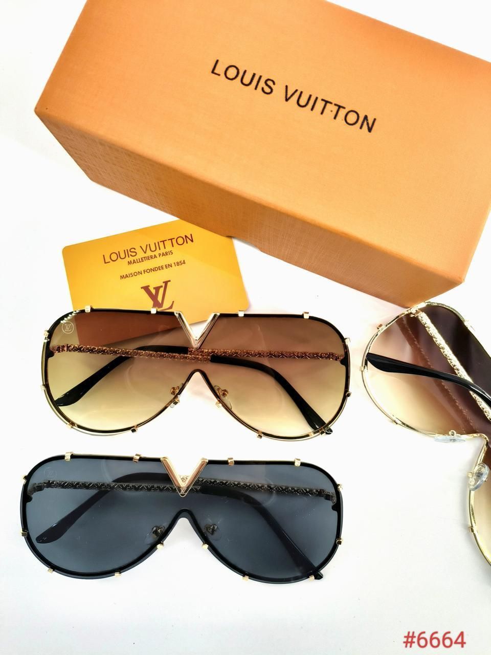4867353342.jpg Louis Vuitton Oversized Polarized Sunglasses for Men's & Women's Classic Pilot V-Shape Alloy Frame - Image 1