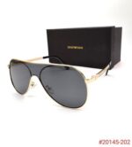 Emporio Armani Gold/Black Aviator Sunglasses For Men's - Image 2