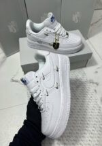 Nike Air Force 1 Mini Metallic Swooshes to the Mid-Panel in White Color Women's Trainers