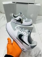 Nike Air Force 1 Surfaces in Grey/White With Cut-Out Swooshes Women's Trainers - Image 2