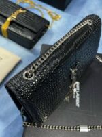 Saint Laurent YSL Black Croc Embossed Leather Women's Shoulder Bag - Image 6