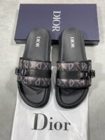 Christian Dior Logo Printed Sliders For Men's in Black/Brown Color