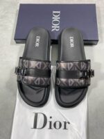 Christian Dior Logo Printed Sliders For Men's in Black/Brown Color - Image 2