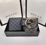 Gucci Logo Buckle Leather Wallet & Belt Sets For Men's in Different Colors - Image 4