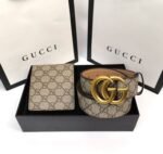 Gucci Logo Buckle Leather Wallet & Belt Sets For Men's in Different Colors - Image 3