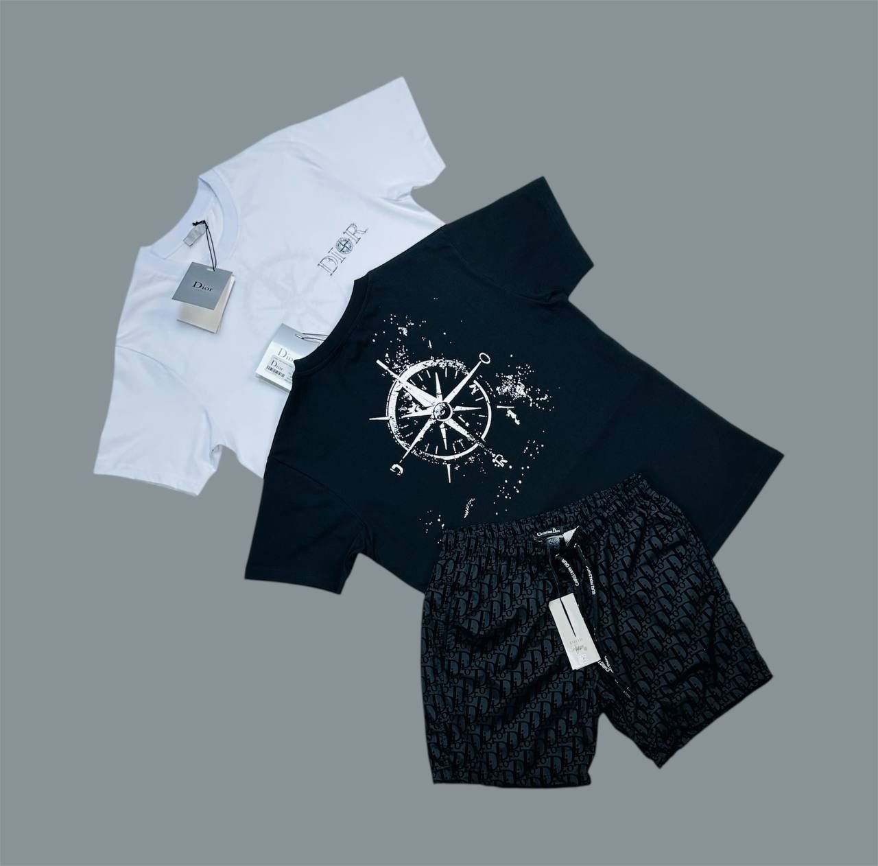 4995028353.jpg Dior Compass T-Shirts & Shorts Sets For Men's in Different Colors - Image 1