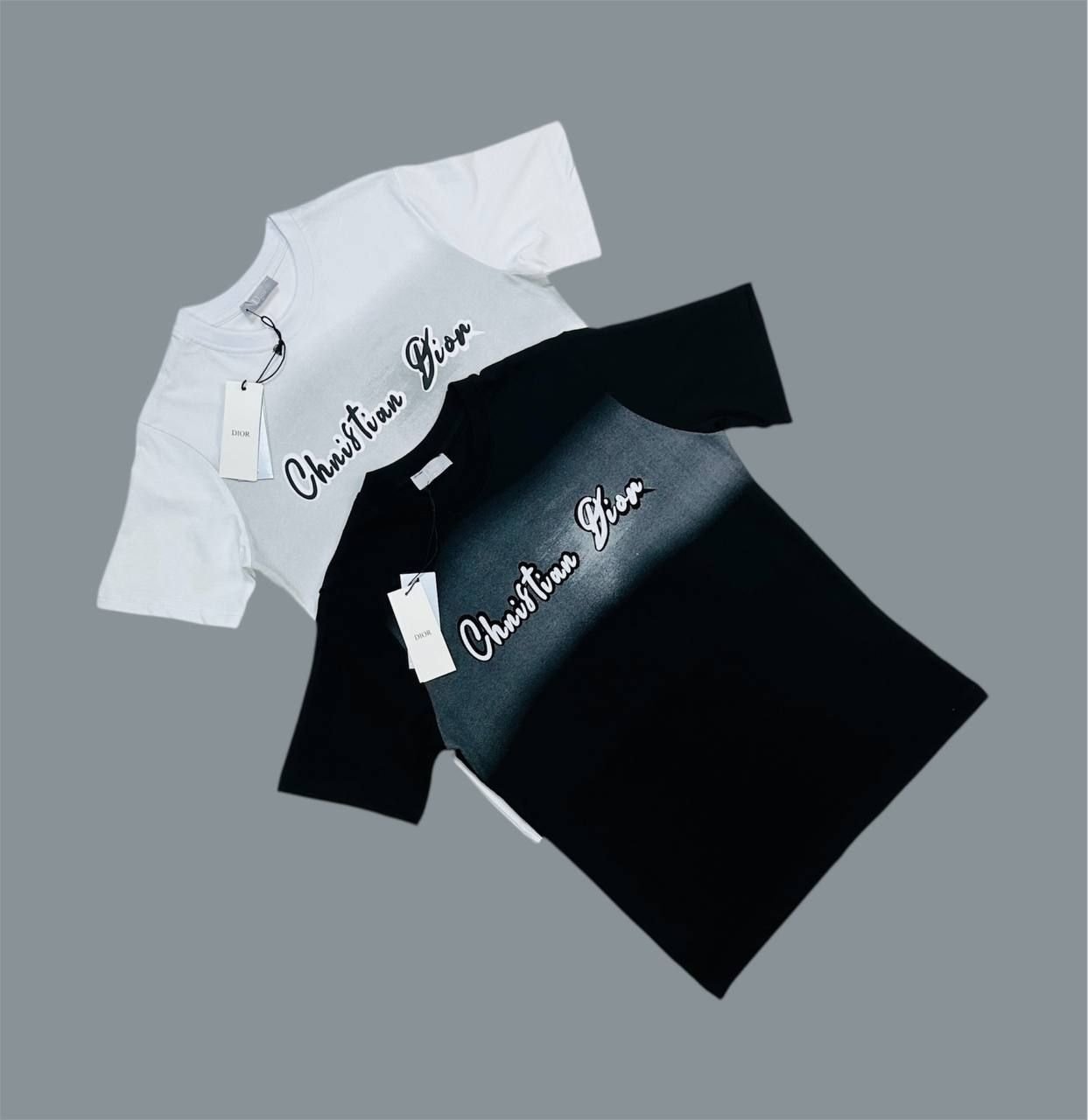 5000900290.jpg Christian Dior Logo Printed T-Shirts For Men's in 2 Colors - Image 1
