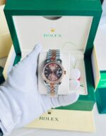 Rolex Datejust Chocolate Brown Index Dial Two Tone Men's Watch
