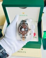 Rolex Datejust Chocolate Dial Rose Gold and Steel Men's Watch