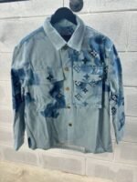 LV Denim Monogram Mng Mens Designer Overshirt Men Cheap Fake Replica Men's Navy Overshirts Mans Over Shirt Man Reps For Sale UK - Image 2