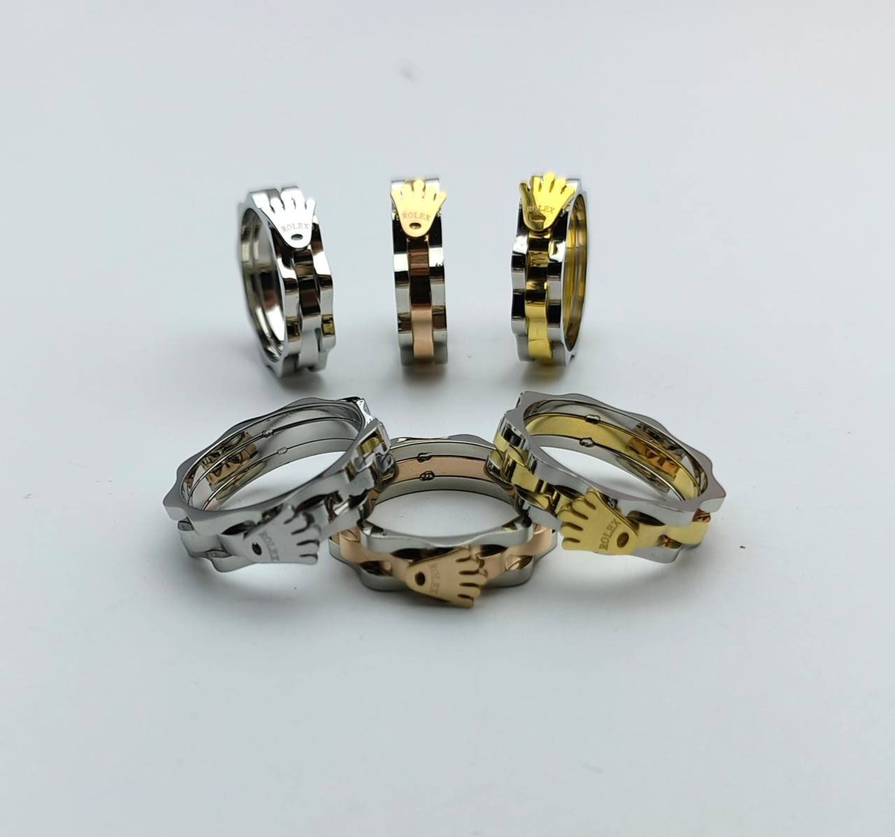 5059299955.jpg Rolex Band Rings Style Steel Crown in Different Colors - Image 1