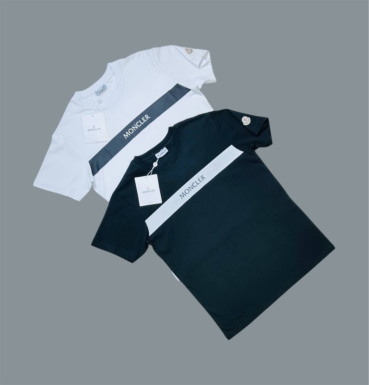 5068405618.jpg Moncler Round Neck Stripe T-Shirts For Men's in Different Colors - Image 1