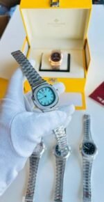 Patek Philippe Geneve Silver with Sea Blue Dial Automatic Watch Men's - Image 2