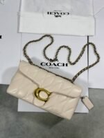 Coach Quilted Tabby Shoulder Chalk Women's Bag in White Color