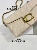 Coach Quilted Tabby Shoulder Chalk Women's Bag in White Color - Image 3