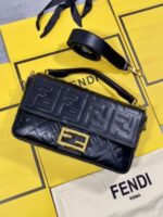 Fendi Zucca Embossed Leather Women's Bag in Black Color - Image 3