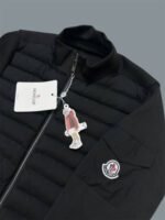 Moncler Cardigan Noir Padded Logo Men's Jacket in Black Color - Image 6