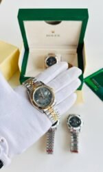 Rolex Date Just Two Tone Golden Chain Grey Dial Automatic Men's Watch