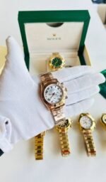 Rolex Cosmograph Daytona Rose Gold Chain Strap White Dial Watches For Men's - Image 2