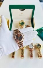 Rolex Cosmograph Daytona Rose Gold Chain Strap Chocolate Dial Watches For Men's - Image 2