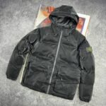 Grey/Steel Blue Stone Island Puffer Jacket Replica | Clone Stone Island hooded Jacket​ - Image 3