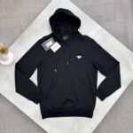 Prada Triangle-Logo Cotton Fleece Hoodies | Mens Prada Hoodies AAA Replica - Image 3
