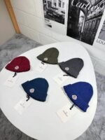 Moncler Classic Ribbed Wool Logo Beanie - Image 3