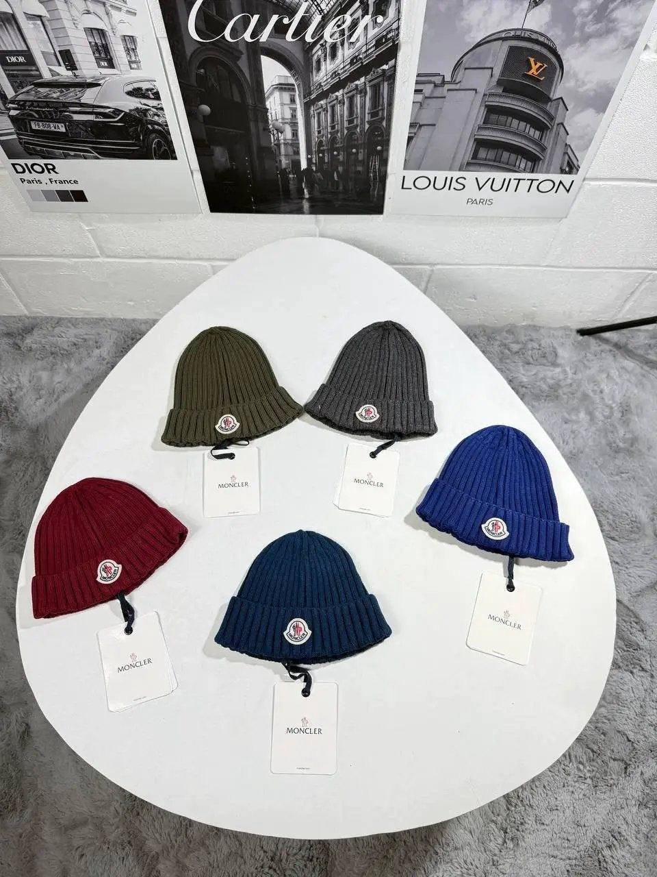 photo_5848443541355434691_y Moncler Classic Ribbed Wool Logo Beanie - Image 1
