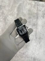 Cartier Santos Automatic Watch with Black Dial and Rubber Strap - Image 3