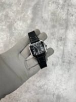 Cartier Santos Automatic Watch with Black Dial and Rubber Strap
