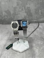 Audemars Piguet Royal Oak Black Dial and Cartier Santos Blue Dial Watch Set