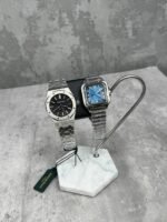 Audemars Piguet Royal Oak Black Dial and Cartier Santos Blue Dial Watch Set - Image 2