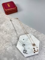Cartier Love Interlocking Rings Necklace and Earrings Full Set - Image 5
